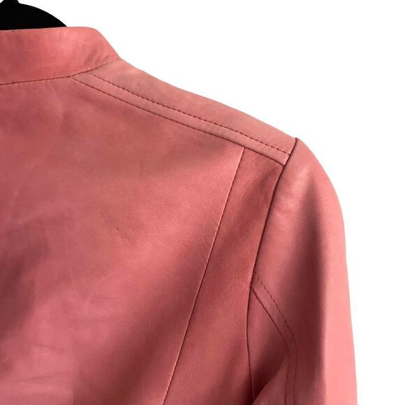 DANIER Leather Moto Biker Jacket Pink XS - Picture 15 of 16